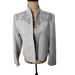 Vintage 1970s Lilli Ann Gray Wool Embroidered Jacket Blazer